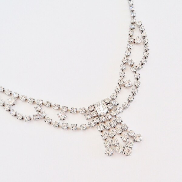 LA REL Clear Rhinestone Necklace