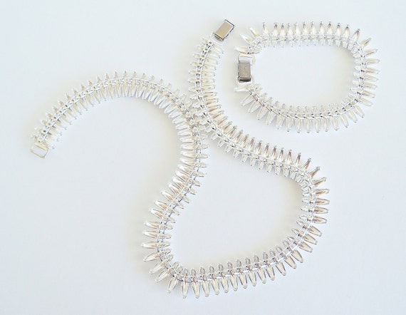 NAPIER Sultry Silvery Link Necklace and Bracelet … - image 5