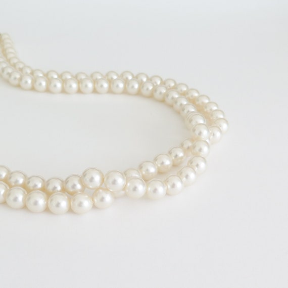Double Strand Faux Pearl Long Necklace