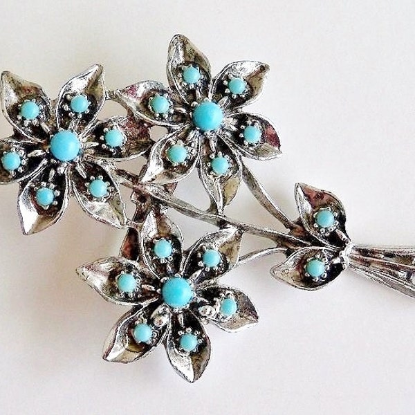 Turquoise Wildflower Bouquet Brooch