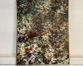 Signed Original Vintage Mid Century Abstract Oil Painting by Milt Surrey