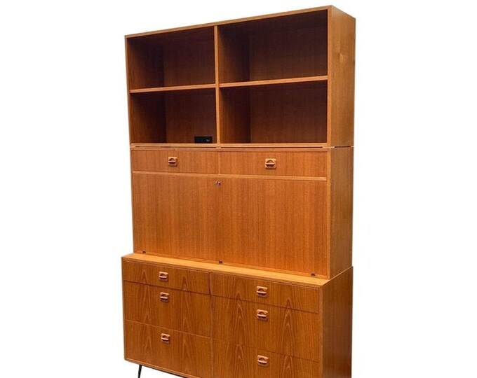 Danish Desk Mid Century Modern Desk Wall Unit Etsy