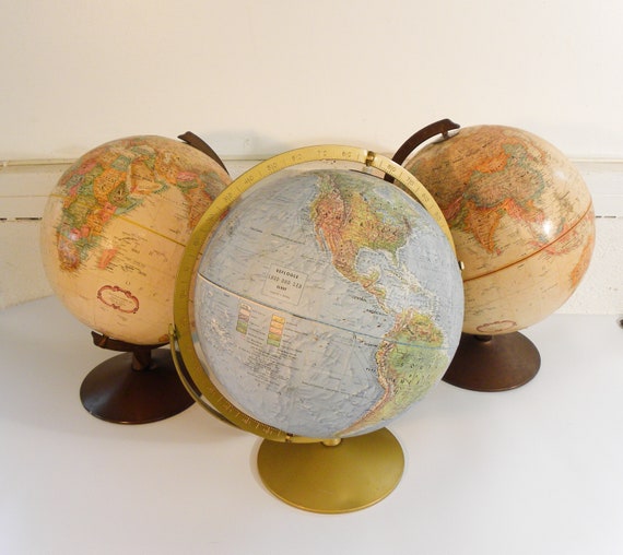 Vintage Mid Century Globe Collection 3 Great Vintage Globes Etsy
