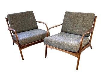 Set of 2 Mid Century Vintage Danish Style Lounge Chairs with Original Cushions