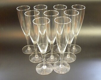 Vintage Champagne Flutes / Set of 9