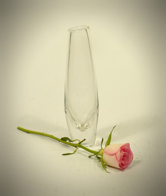Orrefors Vintage Crystal Bud Vase By Sven Palmqvist Signed Etsy