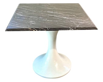 Mid Century Vintage Modern 35" Square Black Saarinen Style Marble Table Tulip Base