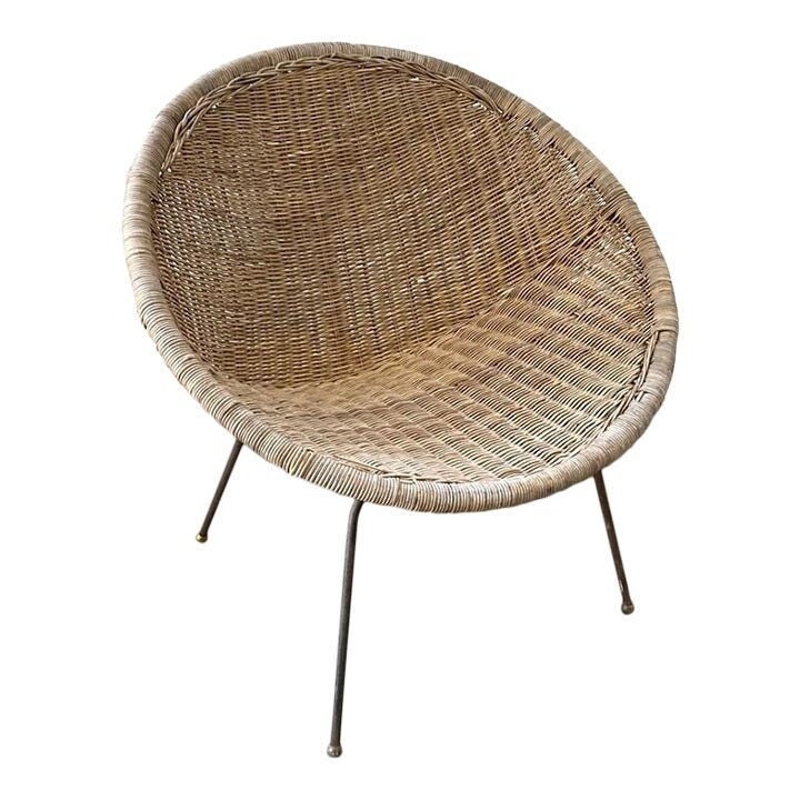Vintage Mid Century Wicker Hoop Chair Etsy