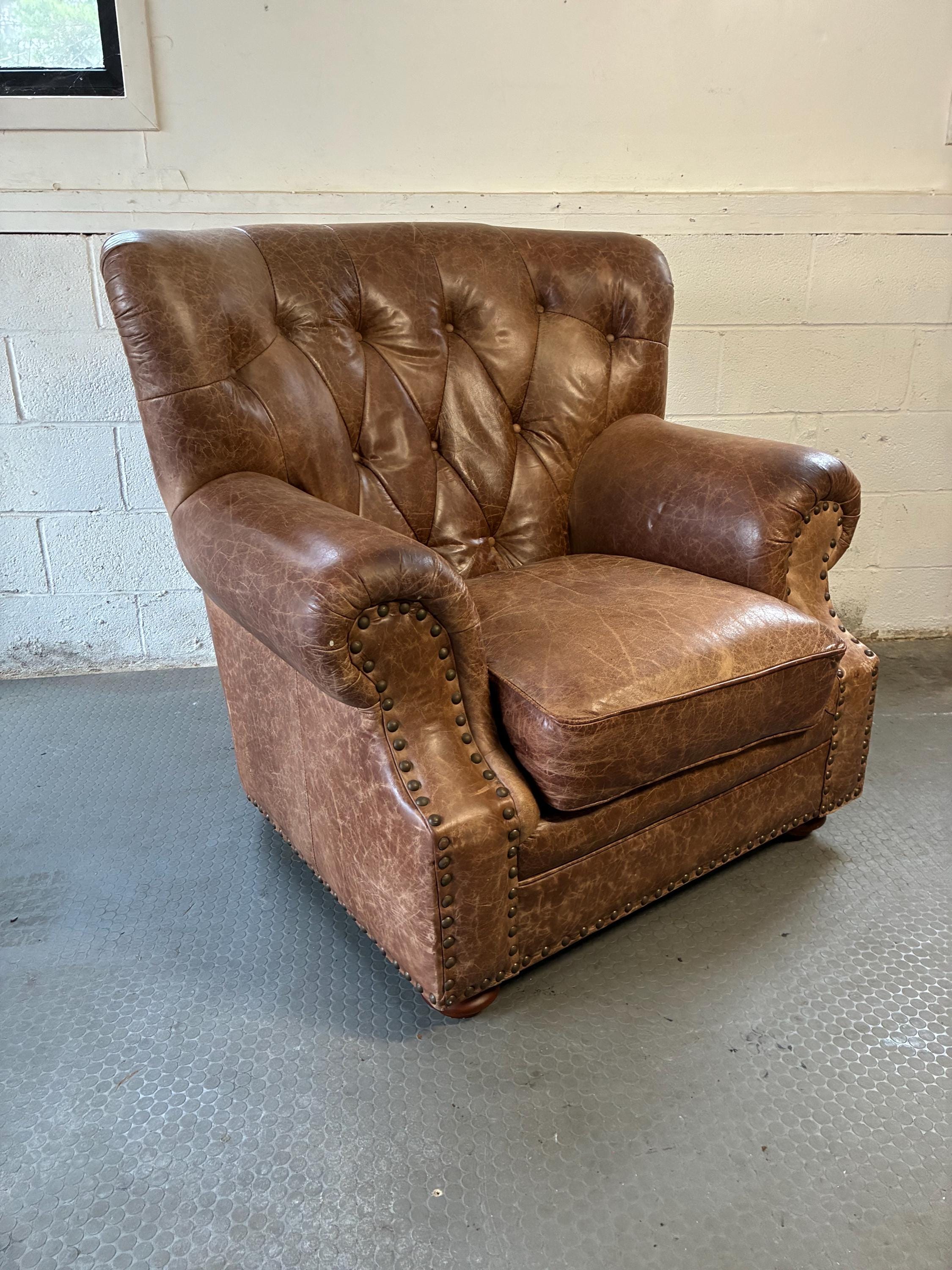 Vintage Leather Library Lounge Chair - Etsy