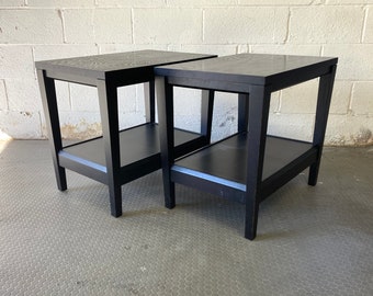 Pair of Crate & Barrel Espresso Baronet End Tables Night Stands