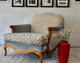 Vintage Zebra Print Lounge Chair, Nailhead Trim Accent Furniture