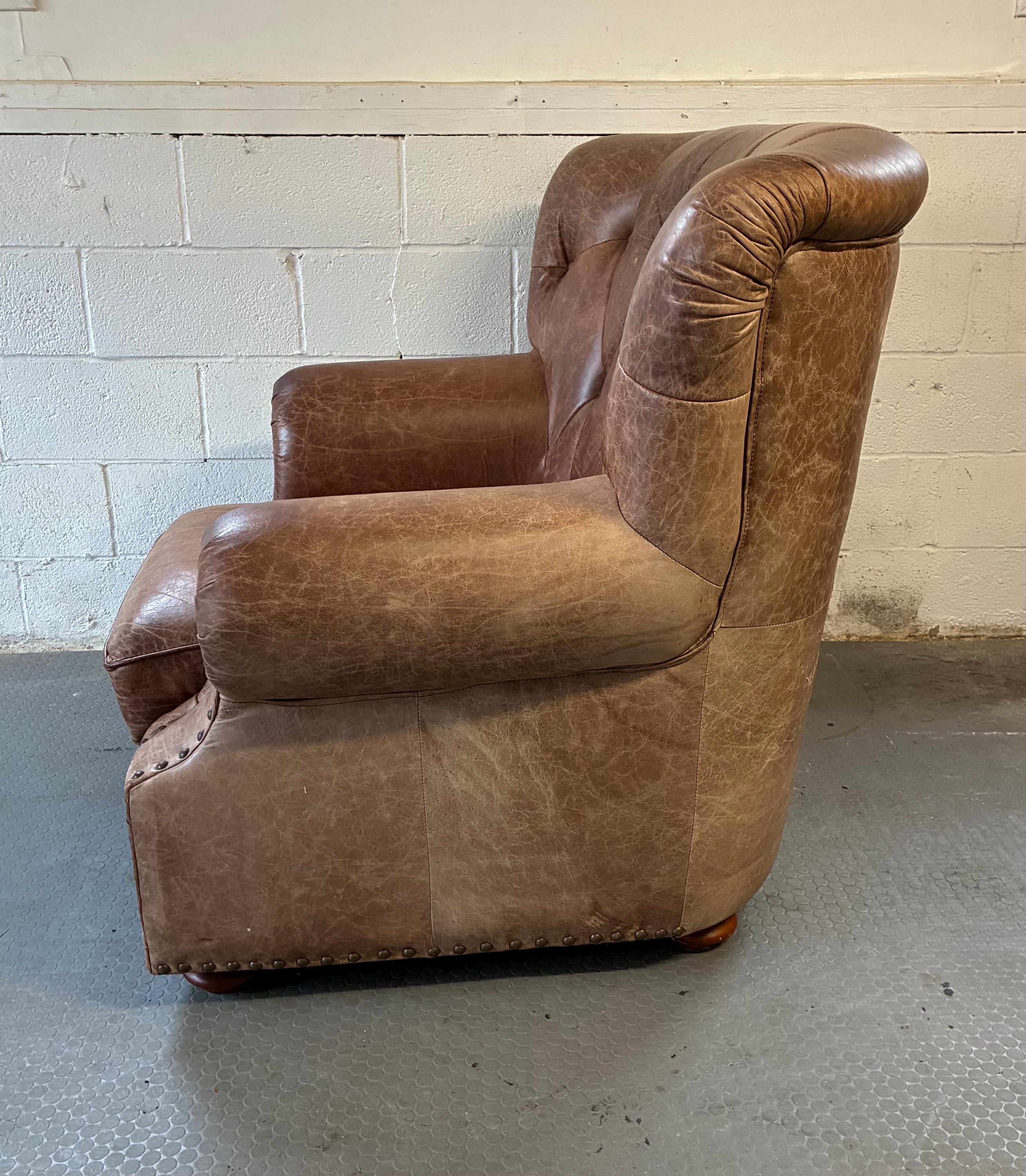 Vintage Leather Library Lounge Chair - Etsy