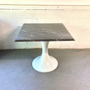Mid Century Vintage Modern 35" Square Black Saarinen Style Marble Table Tulip Base