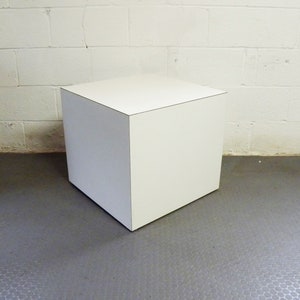Mid Century Retro Modern Square Cube Accent White End Table Nightstand