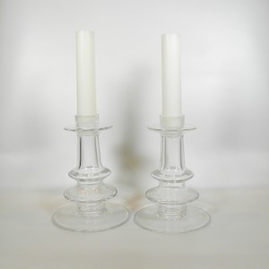 Vintage Mid Century Large Art Glass Candle Stick Holders
