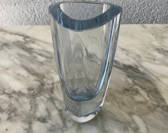 Signed Heavy Crystal Vase by Strombergshyttan of Sweden