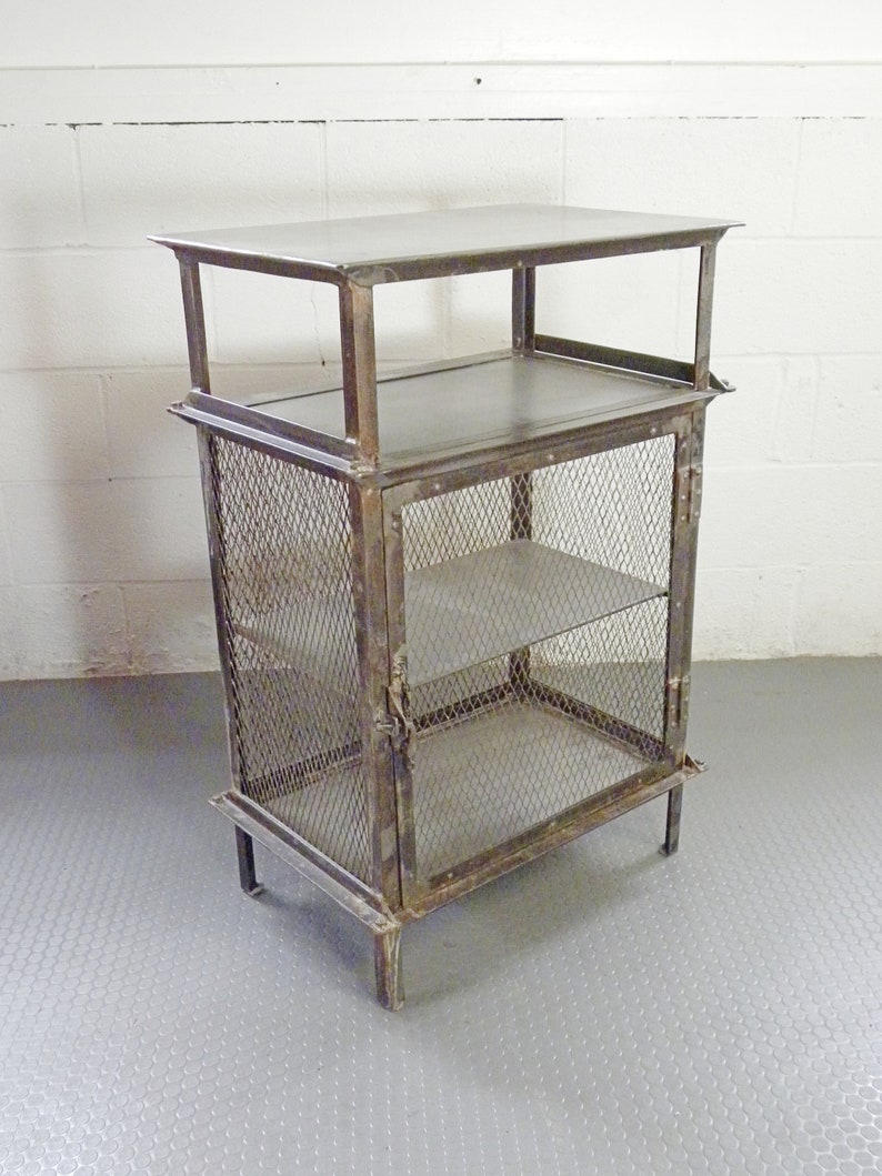 Vintage Industrial Salvage Post War Metal Cabinet Bar