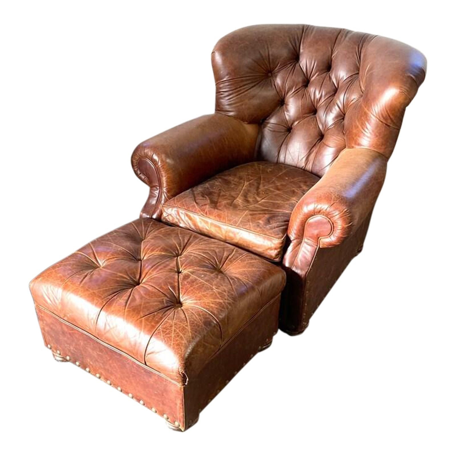 Vintage Restoration Hardware Full Grain Leather Tufted Chair - Etsy