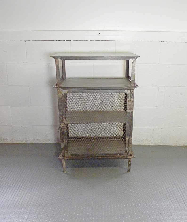 Vintage Industrial Salvage Post War Metal Cabinet Bar