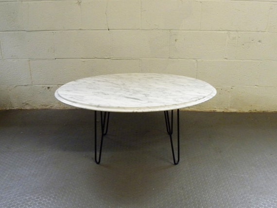 Vintage Mid Century Modern White Italian 34 Oval Marble Coffee Table Hairpin Legs Etsy
