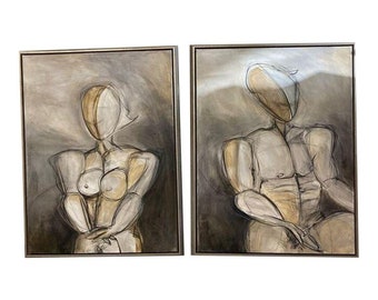 Set of 2 Oversized Original Contemporary Paintings