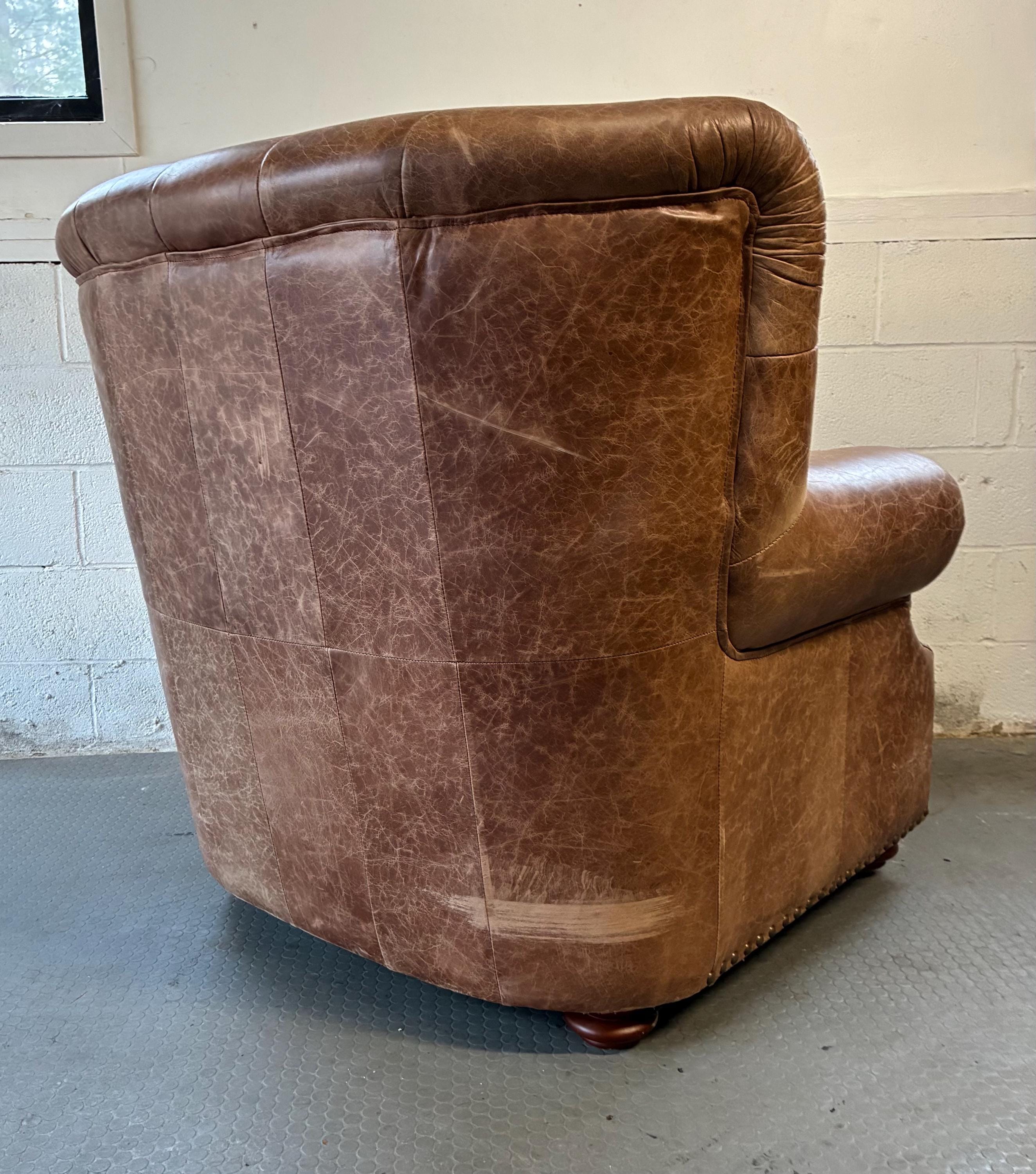 Vintage Leather Library Lounge Chair - Etsy