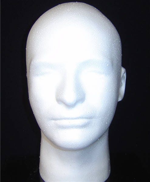 Male Suntan Styrofoam Mannequin Head Hat Cap Wig Display 11 ½" H Man 