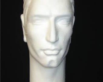 One, Two, Three, Four Econo-Form tm 6264X 16"H White, Black, Granite gray, Tan Irreg. Stylized MALE Manikin heads POLLY Products Made in USA