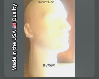 Witte hoofdetalagepop voor heren, 11,5 inch hoog, hoedendisplay, gemaakt in de VS