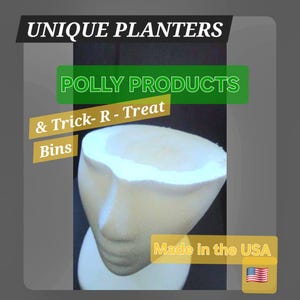 Female Head Form Planters: 8" Trick R Treat Bowl/Decor (Set of 2) U.S.A. made.