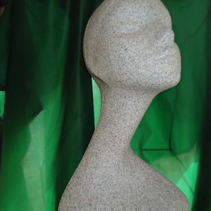 Two (2) 15&quot;H Swan Neck #6356XDS DURASTONE Grey Granite or Color-Coated Chrome Irregular MANNEQUIN Heads Polly Products Hats/Caps/Veils/Wigs