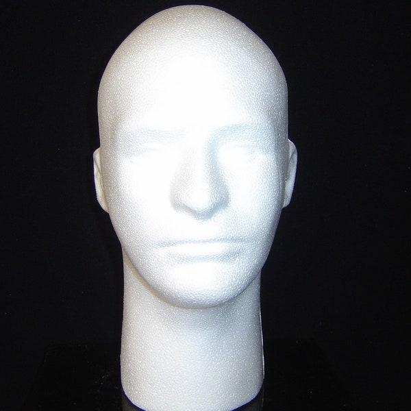 One, EIGHT (8) or Sixteen (16) #6258X White 11.5"H MALE Mannequin head forms Hat-Cap display/Storage/Organization Polly Products-USA Quality