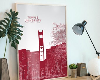 Temple University Pennsylvania Print / Customize Any City or Landmark