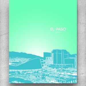 El Paso Texas Skyline Art Poster / Home, Office, Nursery Art Poster / Any City or Landmark / Version 1