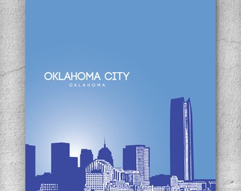 Oklahoma City Skyline Art Poster / Modern Home Wall Art / Choose your colors