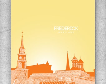 Frederick Maryland Skyline Poster / Nursery Print / Office Art Poster / Any City or Landmark