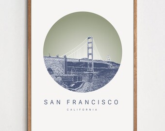 San Francisco Skyline Poster / Travel Destination Art Poster / Any City or Landmark