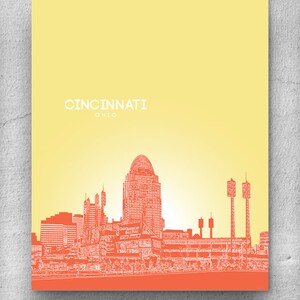 Cartel del horizonte de Cincinnati Ohio / Arte del cartel para el hogar u oficina / Cualquier ciudad o punto de referencia