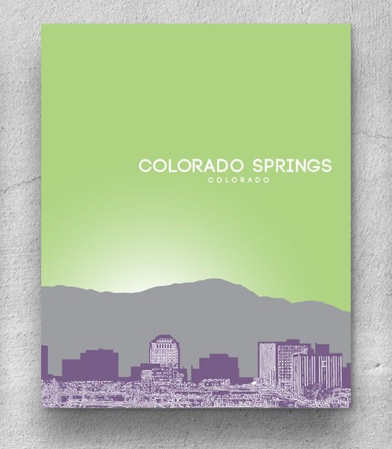 Colorado Springs Skyline Print Home Decor Art Poster Etsy