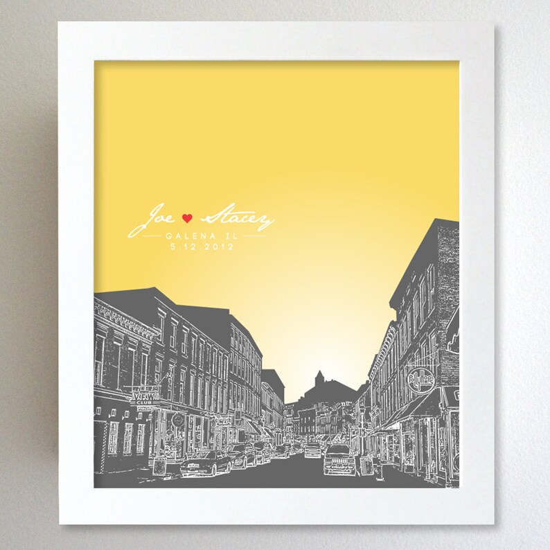 Custom Keepsake / Galena Illinois Skyline Anniversary Gift / Etsy