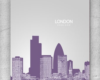 London England Skyline Poster / Destination Travel Art Poster / Any City or Landmark