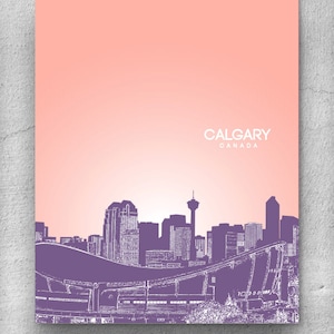 Calgary Canada City Skyline / Travel City Wall Art Poster / Office Art Poster / Any City or Landmark