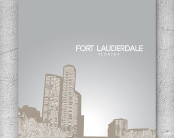Ft Lauderdale Florida Skyline / Kids Nursery Art Poster / Any City or Landmark