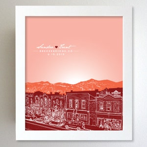 Personalized Anniversary Gift / Breckenridge Colorado City Skyline / 8x10 Poster Print Art - Any city or location