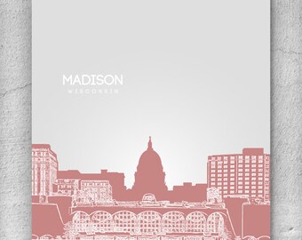 Madison Wisconsin Skyline Poster / Home, Office or Nursery Wall Art Poster / Any City or Landmark