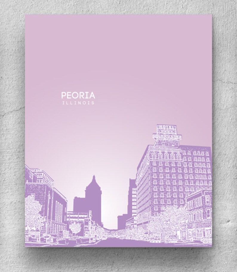 Peoria Illinois Skyline / Pop Art Home Nursery Print Gift / Etsy