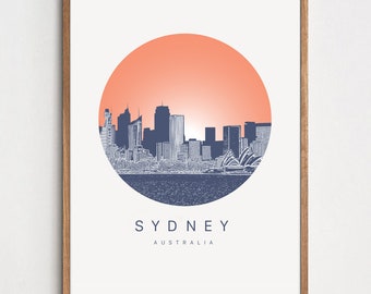 Sydney Australia Skyline Poster / Travel Destination Art Poster / Any City or Landmark