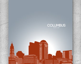 Columbus Ohio Skyline Art Poster / Poster Art for Home or Office / Any City or Landmark