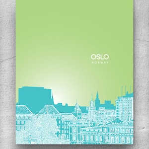Oslo Norway Skyline Poster / Travel Destination Art Poster / Any City or Landmark