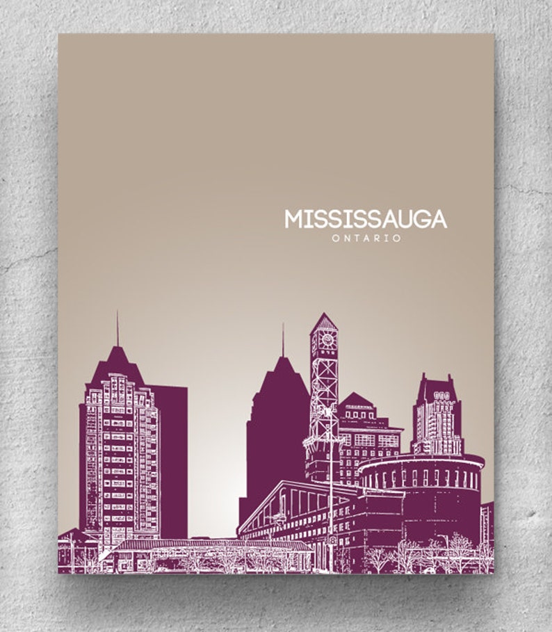 Mississauga Ontario City Skyline / Travel City Wall Art Poster Etsy